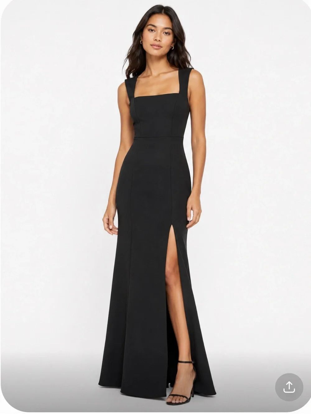 SHOW ME YOUR MUMU Elegant Black Square-Neck Maxi Dress with Front Slit